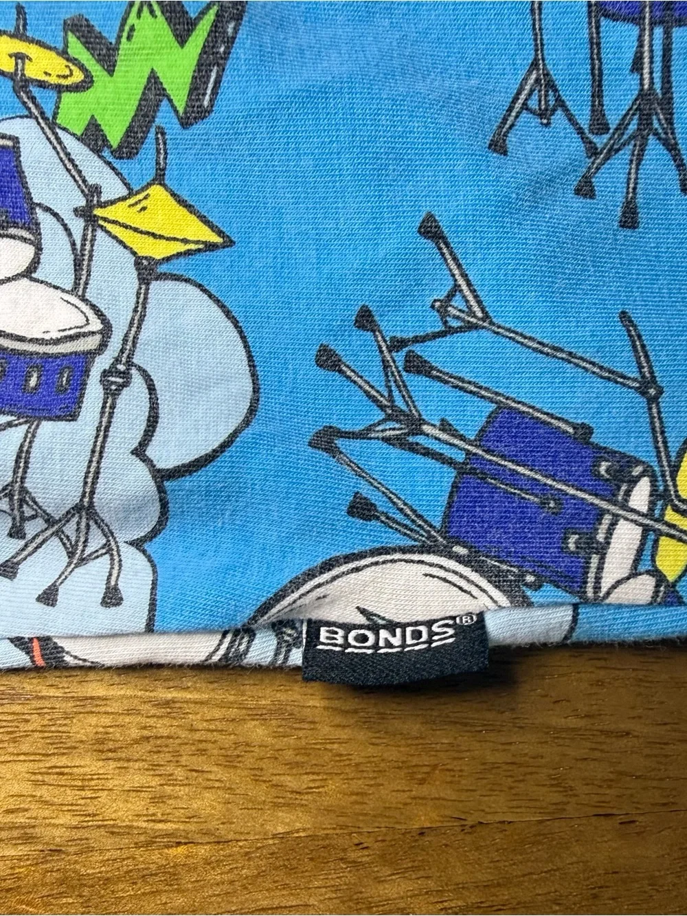 Bonds Wondersuit in Blue Drum Print Convertible Two Way Zip Romper